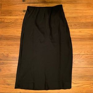 F21 Black Satin Midi Skirt-Size S
